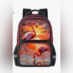 🎒🆕🎒Flamingo Sunset Black and Red Reflective Backpack